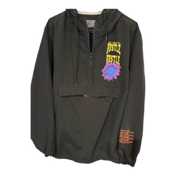 Brooklyn Cloth Black Windbreaker with Purple and Yellow Accents - Picture 2 of 7